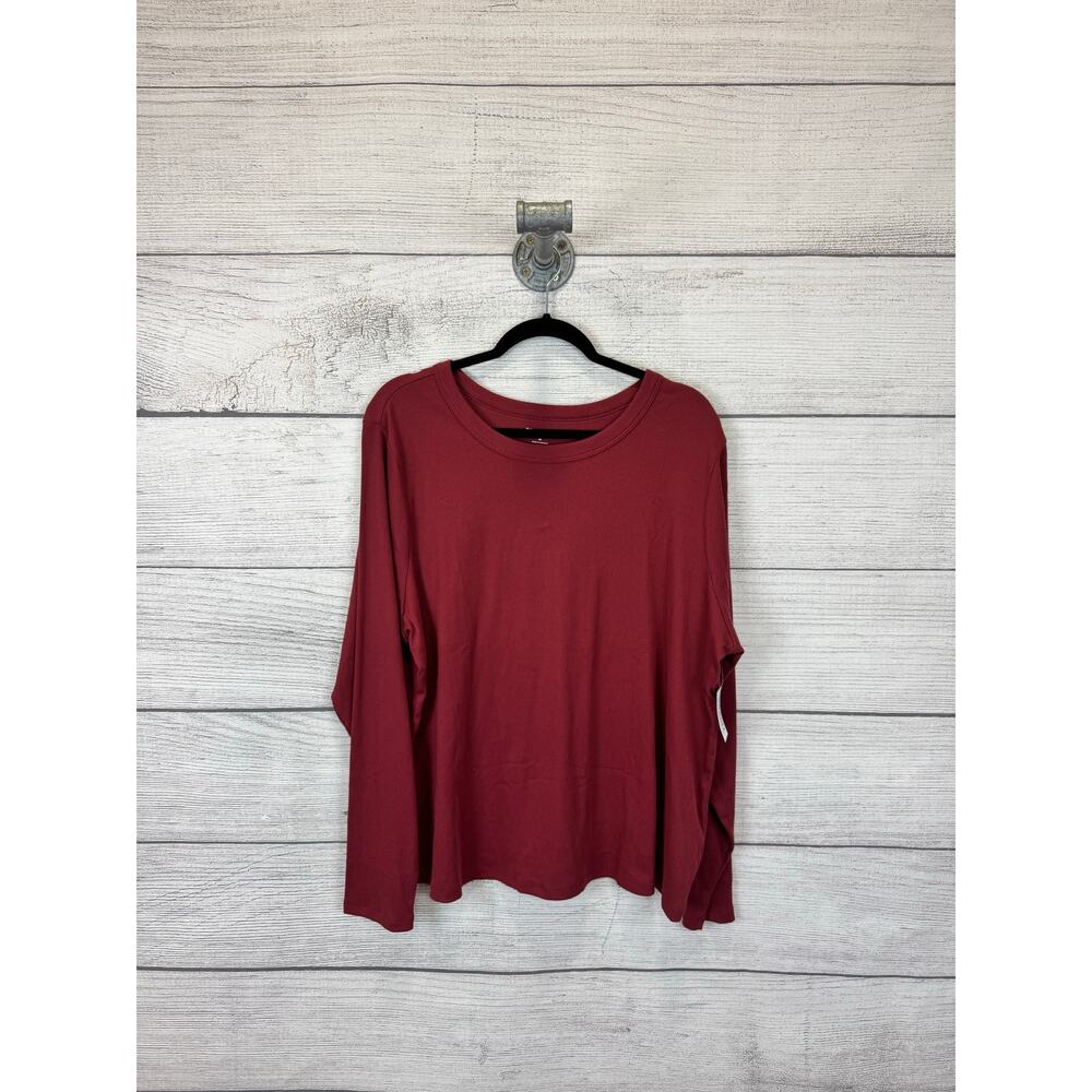 Old Navy Plus Size Maroon Ribbed Snug Crew Long Sleeve Tee Size 3X